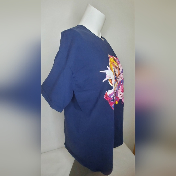 Y2k Sailor Moon Size M Graphic Tee "Fight Like A Girl" Ptp 21" (Missing Hangtag) - Picture 2 of 7